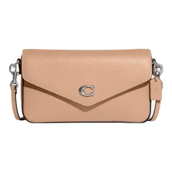COACH Wyn Cross Grain Leather Shoulder Bag, Crossbody Bag Trumpets Women's Silver & Light Yellow