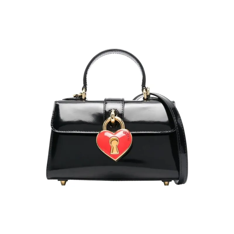 MOSCHINO Calfskin Shoulder Bag, Crossbody Bag, Handbag Women's Black-0