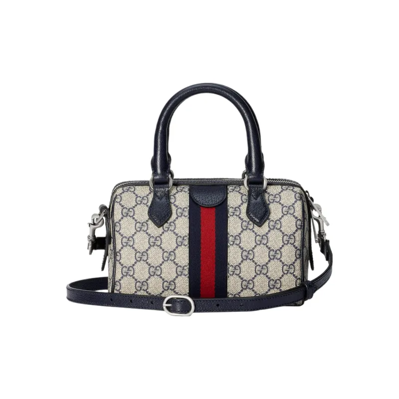 GUCCI Ophidia GG Supreme Canvas With Leather Shoulder Bag Crossbody Bag Handbag Mini Women's Beige & Blue-3