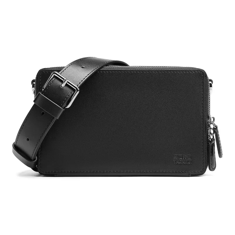 Yawei Kuroda Top Grain Cow Leather Small Square Bag Crossbody Bag Regular Unisex Black-1