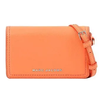 MARC JACOBS Leather Small Square Bag Crossbody Bag Shoulder Bag Mini Women's Orange