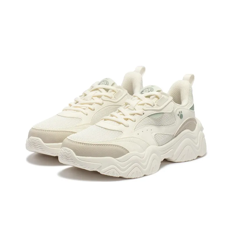 361° Cute Paw 2 Cushioning Wear Resistant Low Top Casual Shoes Women's Feather White-2