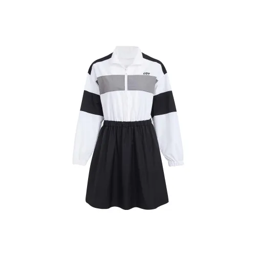 CoLove Long-Sleeved Dresses Women's Black With White