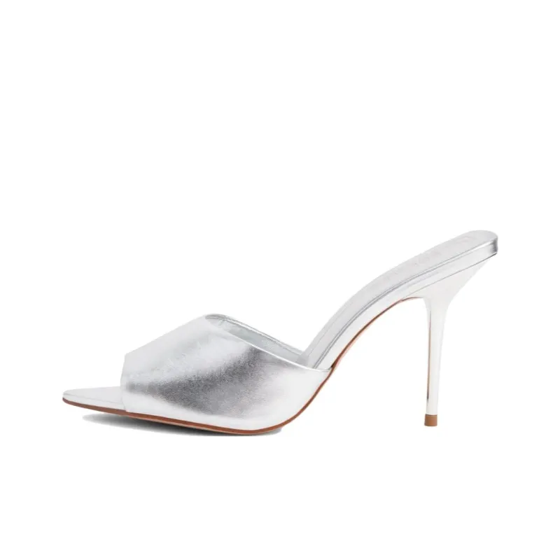 Schutz Slide Slippers Women's Silver-0