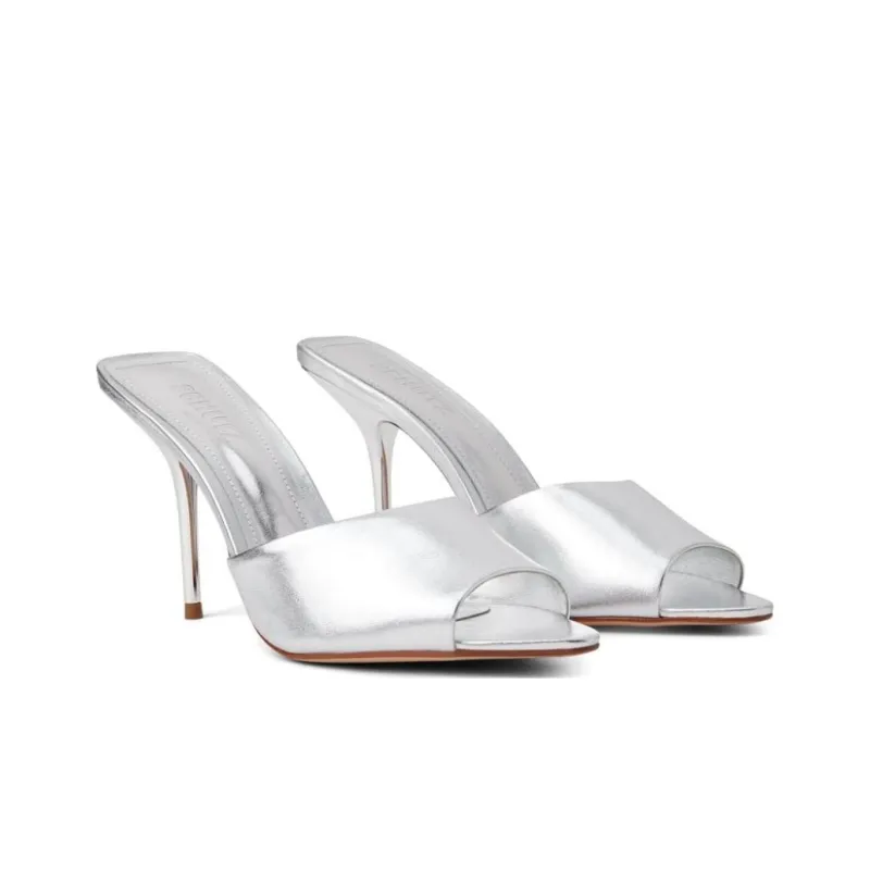 Schutz Slide Slippers Women's Silver-2