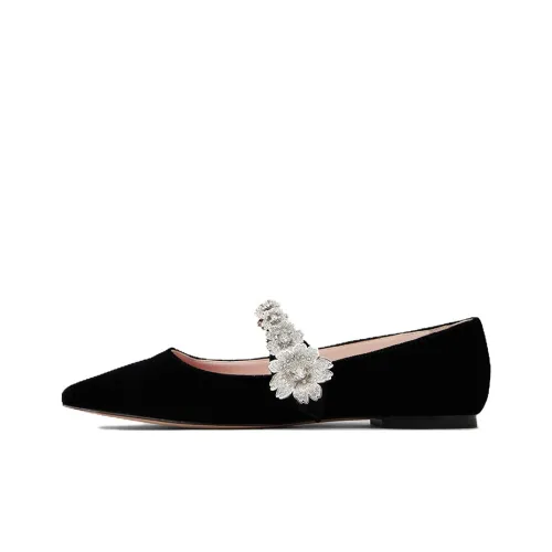 Roger Vivier Bouquet Flower Casual Single Shoes Women's Black