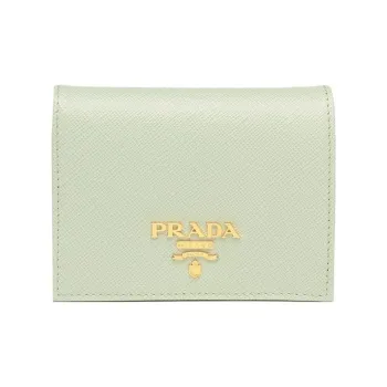 PRADA Saffiano Leather Wallet Mini Women's Green