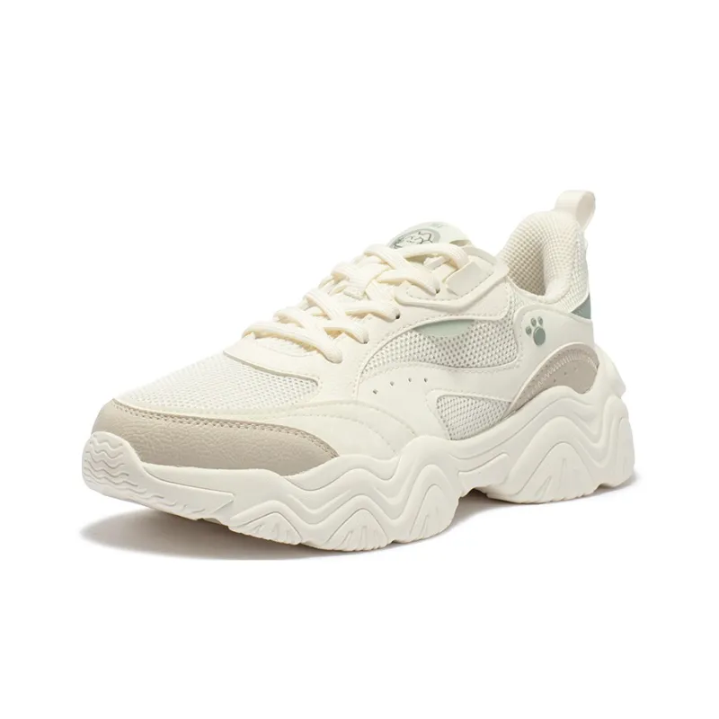 361° Cute Paw 2 Cushioning Wear Resistant Low Top Casual Shoes Women's Feather White-1