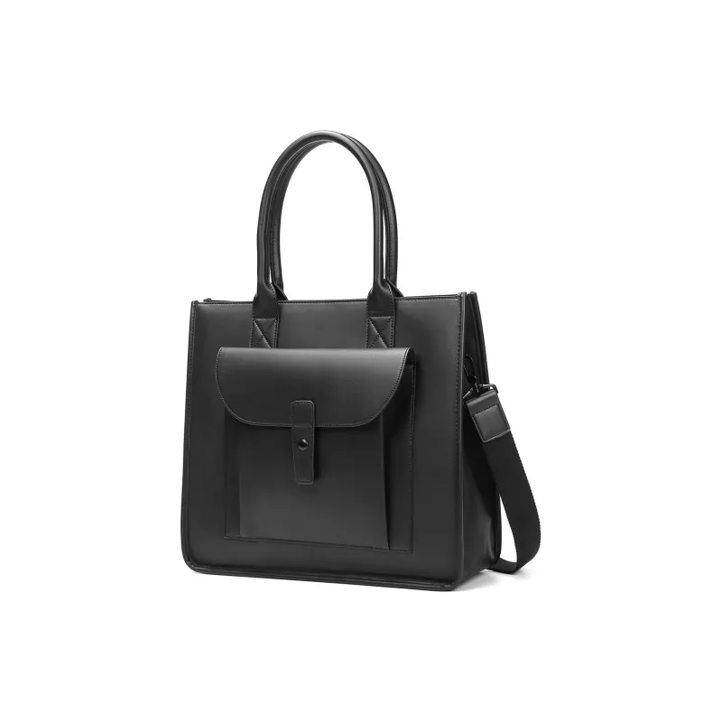 Yawei Kuroda PU Tote Portable Crossbody Bag Large Size Unisex Black-2