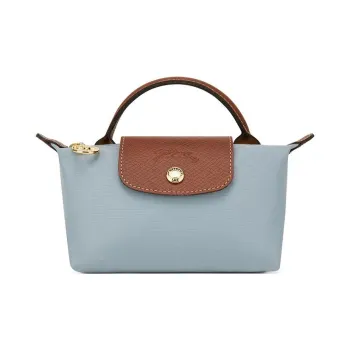 LONGCHAMP Le Pliage Recycled Polyamide Canvas Handbag Women's Blue & Brown