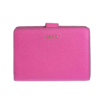 Furla Leather Coin Purse Card Holder Wallet Small Size Women's Vibrant Pink Red