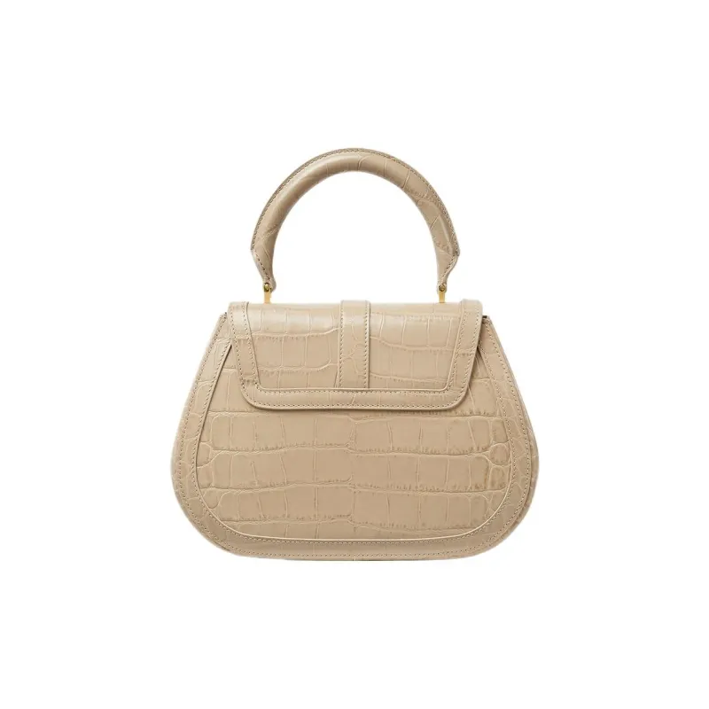 VERSACE Greca Goddess Crocodile Pattern Embossed Cow Leather Shoulder Bag Crossbody Bag Handbag Women's Beige-2