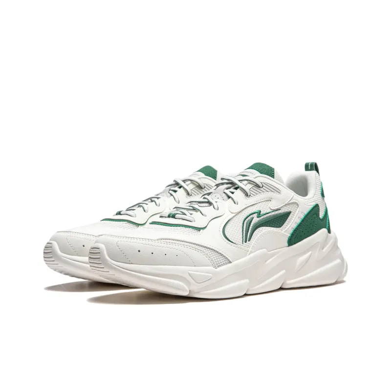 LiNing Clouds Cushioning Anti Slip And Wear Resistant Support Casual Shoes Men's White Green-2