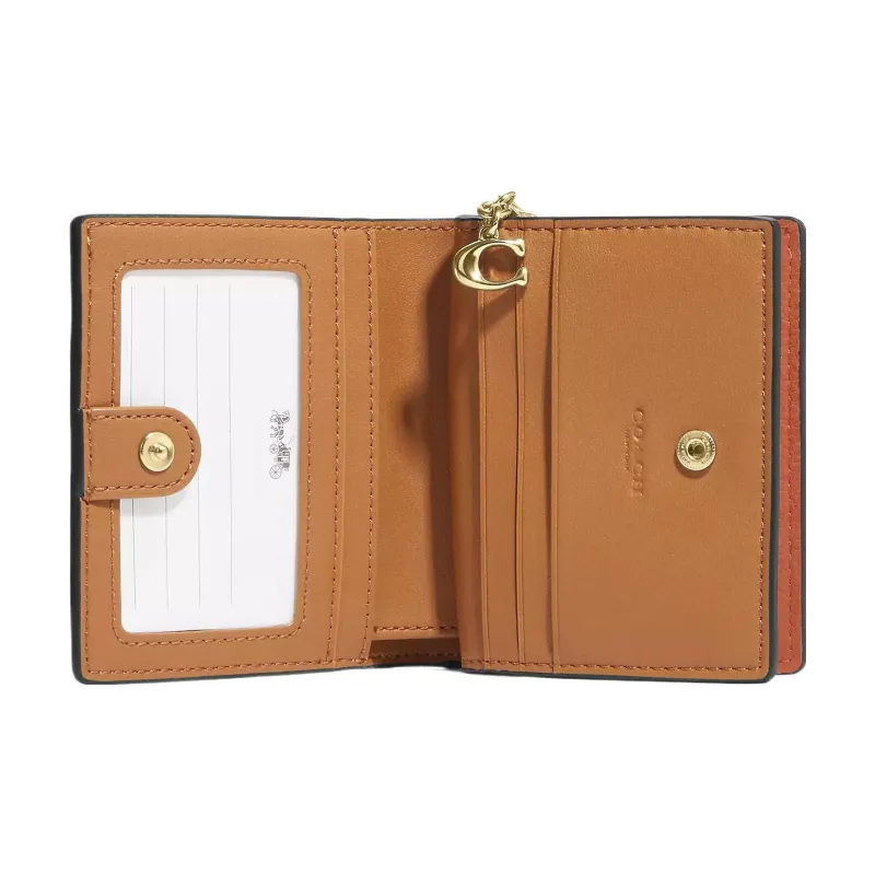 COACH Snap Wallet Pebbled Leather Wallet Women's Orange-1