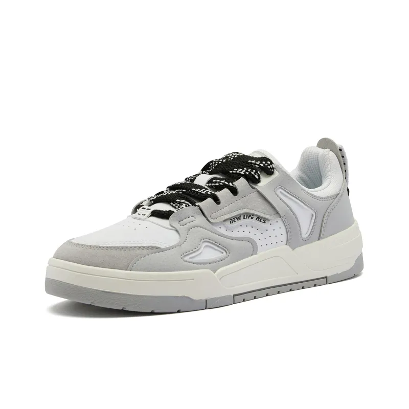 QIAODAN Inheritance 1.0 Cushioning Wear Resistant Low Top Skateboard Shoes Men's Gray White-2