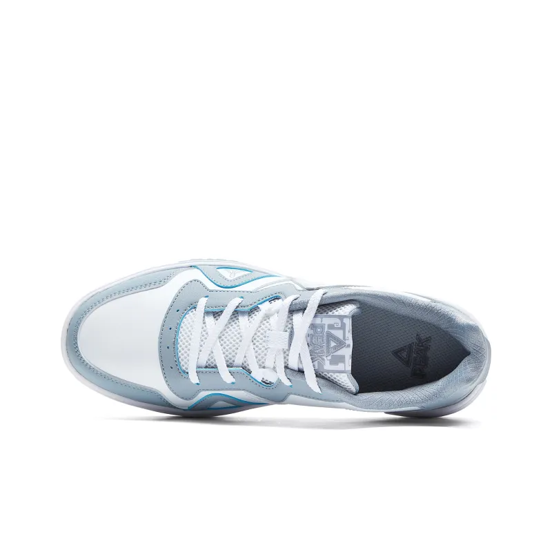 PEAK Guochuang Series Cushioning Wear-Resistant Low-Top Skateboard Shoes Men's All White Elegant Blue-3