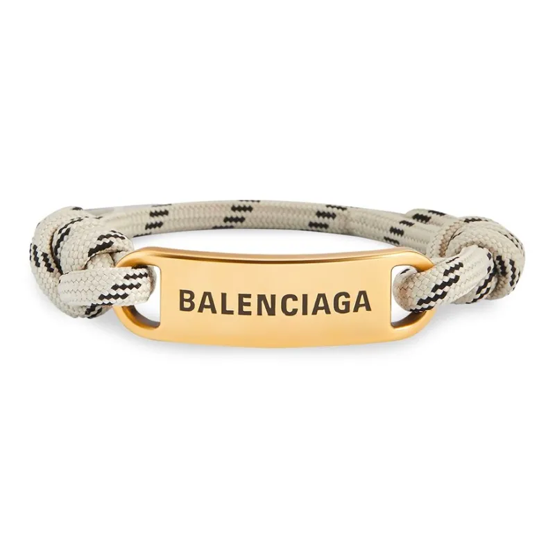 Balenciaga Polyester Brass Cotton Bracelets Men's Beige-0