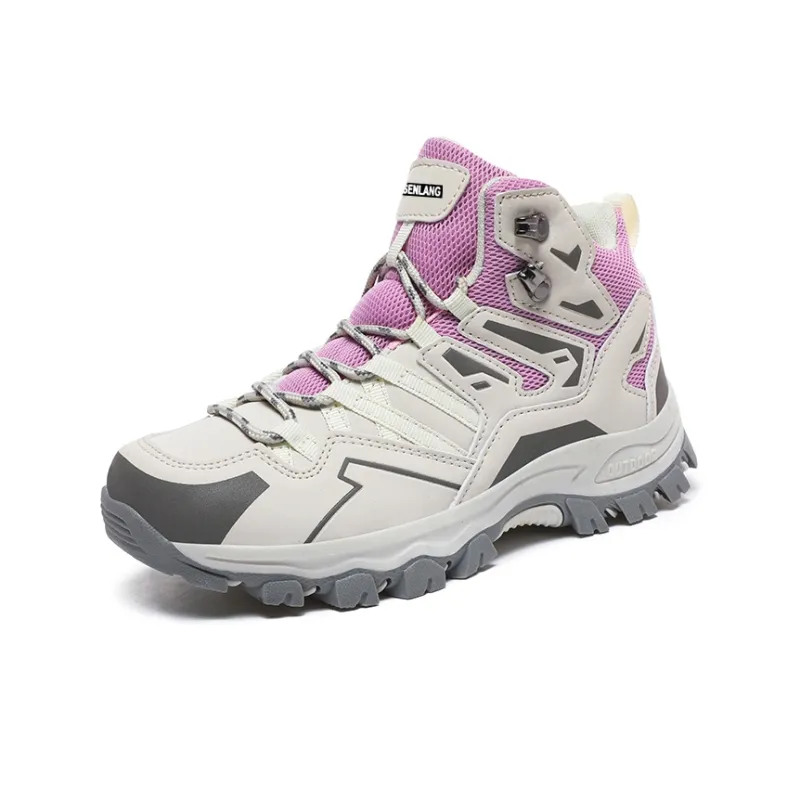 GESENLANG Waterproof Coverage High Top Outdoor Shoes Women's Gray Purple-2