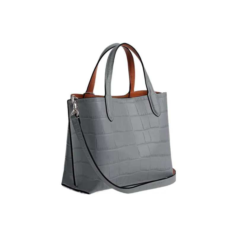 COACH Willow Leather Tote Bag, Shopping Bag, Handbag Medium Size Women's Silver & Gray Blue-1