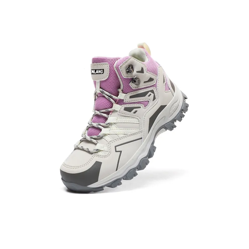 GESENLANG Waterproof Coverage High Top Outdoor Shoes Women's Gray Purple-3