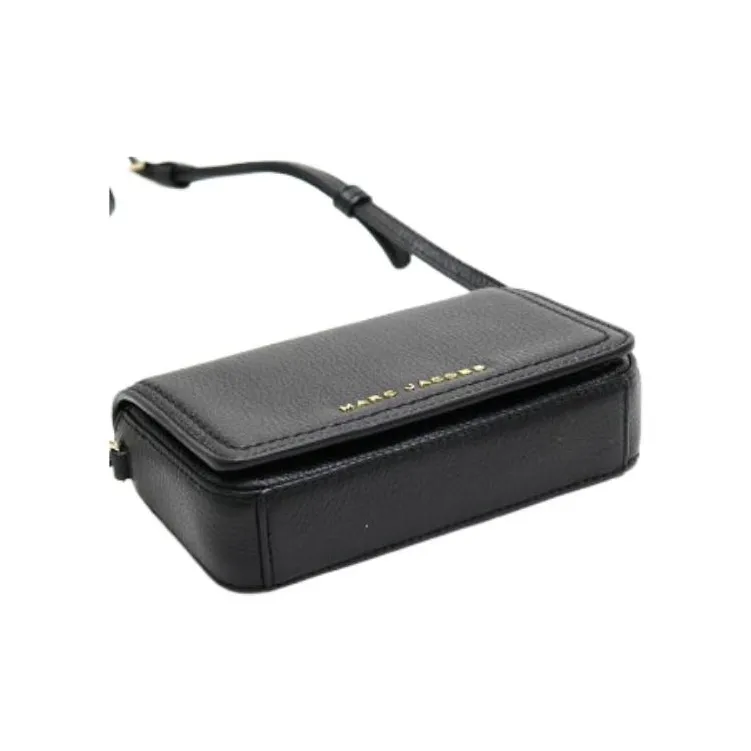 MARC JACOBS Leather Small Square Bag, Crossbody Bag, Shoulder Bag Women's Black-4