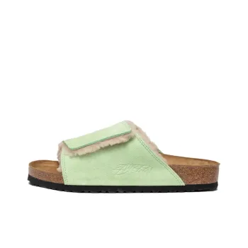 Birkenstock Solana Shearling Slide Stussy Washed Green