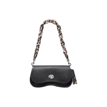 Coachtopia Wavy Dinky Recycled Leather Portable Crossbody Bag Shoulder Bag Women's Black