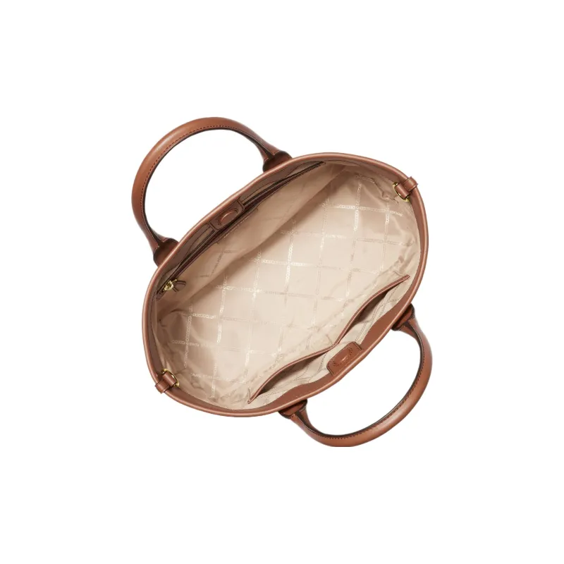 MICHAEL KORS Artificial Leather Tote Bag Crossbody Handbag Shopping Bag Medium Size Women's Vanilla White & Acorn Brown-2