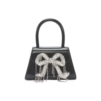 Self portrait Cow Leather Shoulder Bag, Crossbody Bag, Handbag Mini Women's Classic Black