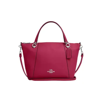 COACH Kacey Leather Tote Bag Shopping Bag One Shoulder Handbag Crossbody Bag Medium Size Women's Silver & Bright Purple