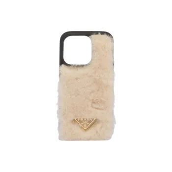 PRADA Shearling IPhone 14 Pro Case Bag Accessory Women's Light Brown