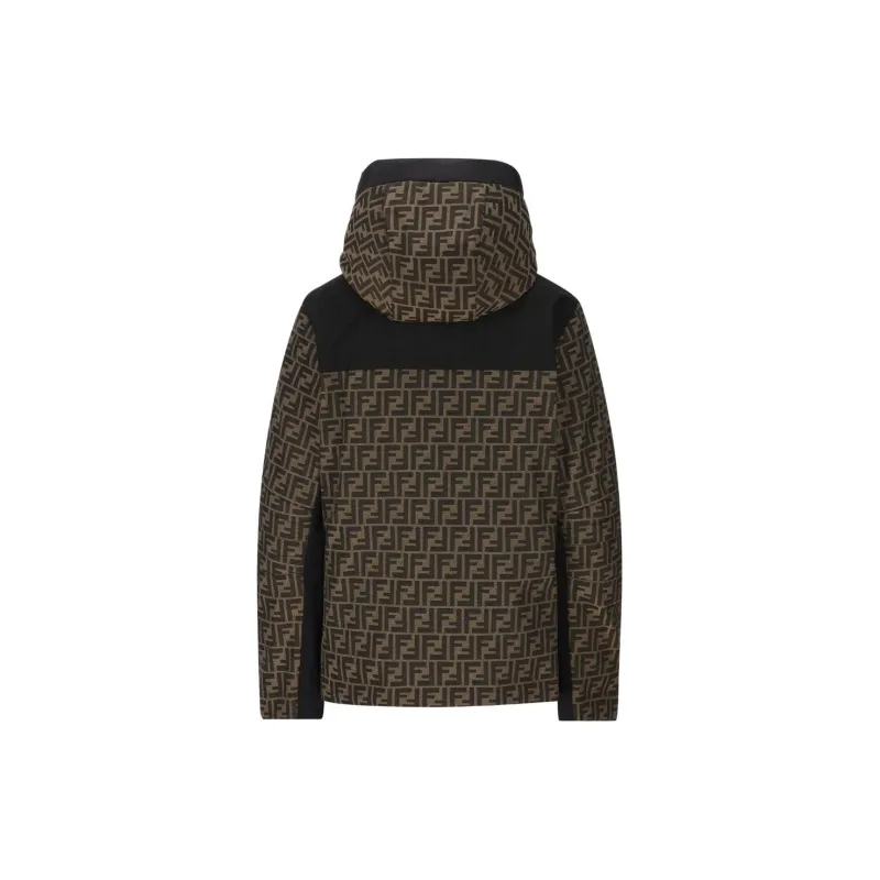 FENDI Ff Motif Zip Up Hooded Jacket-1