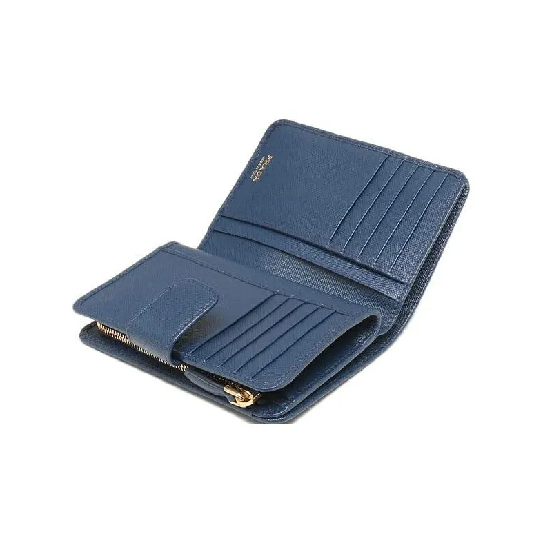 PRADA Saffiano Leather Wallet Small Size Women's Blue-5