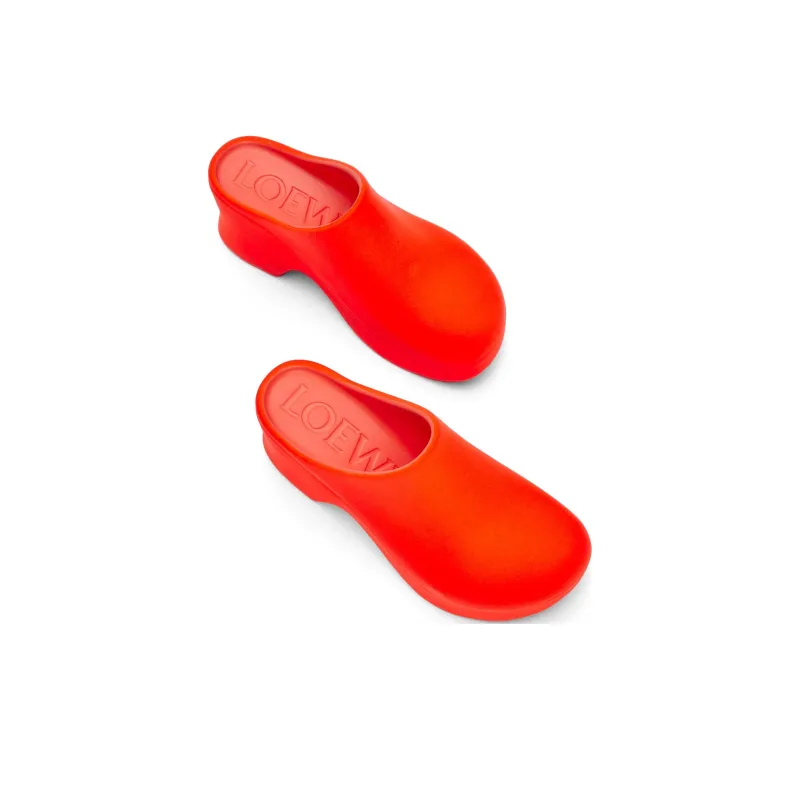 LOEWE Rubber Sole Abrasion Resistant Closed Toe Slippers Women's Orange-3