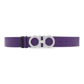 FERRAGAMO Brand Letter Embossed Leather Belts Women's Purple