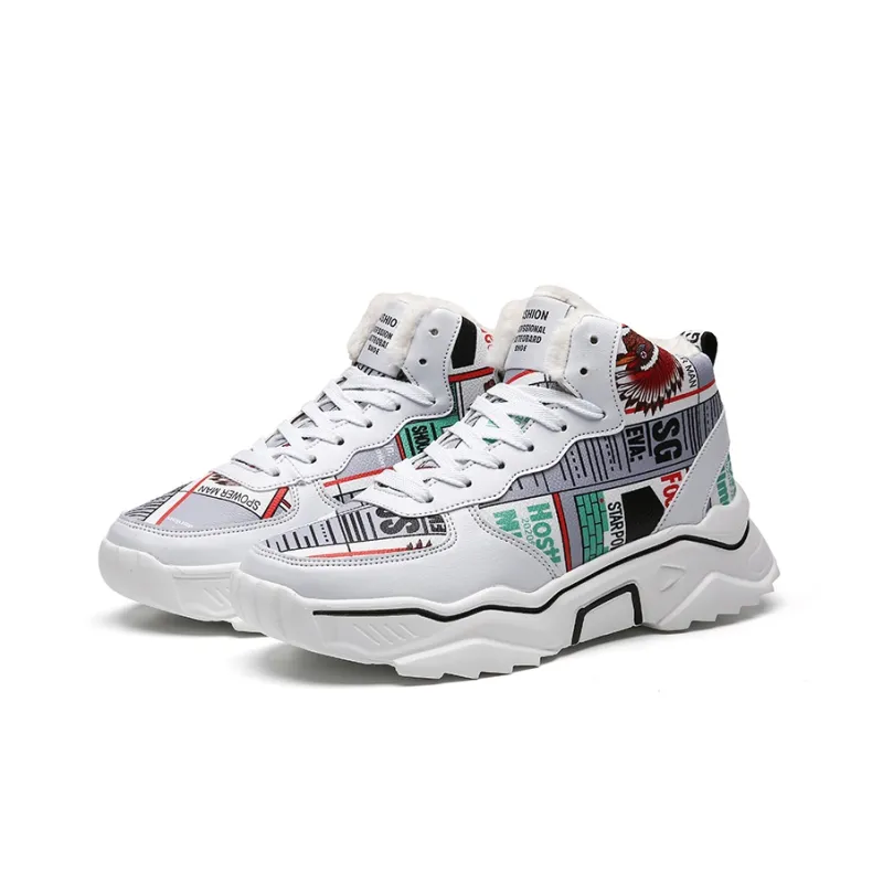 PLAY COBBLER Coverage Warm Slip-Resistant Cushioning Wear-Resistant High-Top Skateboard Shoes Unisex-29