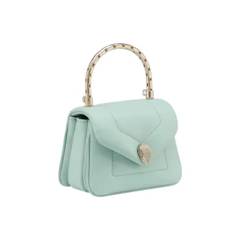 BVLGARI Serpenti Reverse Calfskin Shoulder Bag Crossbody Bag Handbag Mini Women's Light Blue