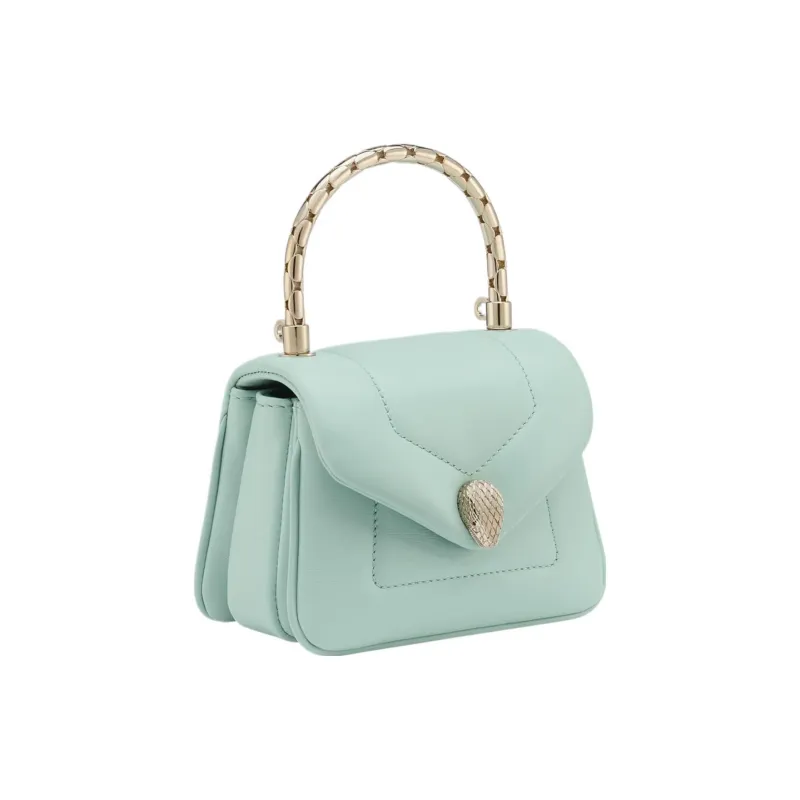 BVLGARI Serpenti Reverse Calfskin Shoulder Bag Crossbody Bag Handbag Mini Women's Light Blue-0