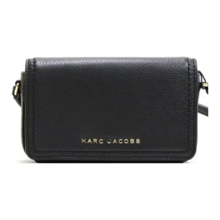 MARC JACOBS Leather Small Square Bag, Crossbody Bag, Shoulder Bag Women's Black-1