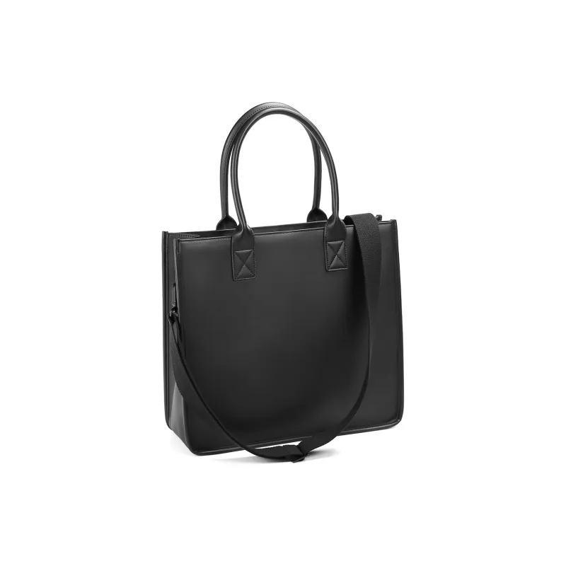 Yawei Kuroda PU Tote Portable Crossbody Bag Large Size Unisex Black-4