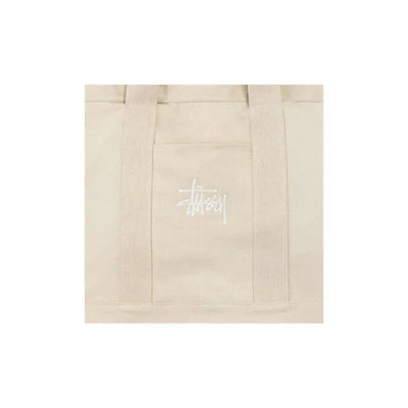 Stussy Cotton Canvas Tote Bag, Shopping Bag, Canvas Bag, Handbag Extra Large Unisex Ecru-4