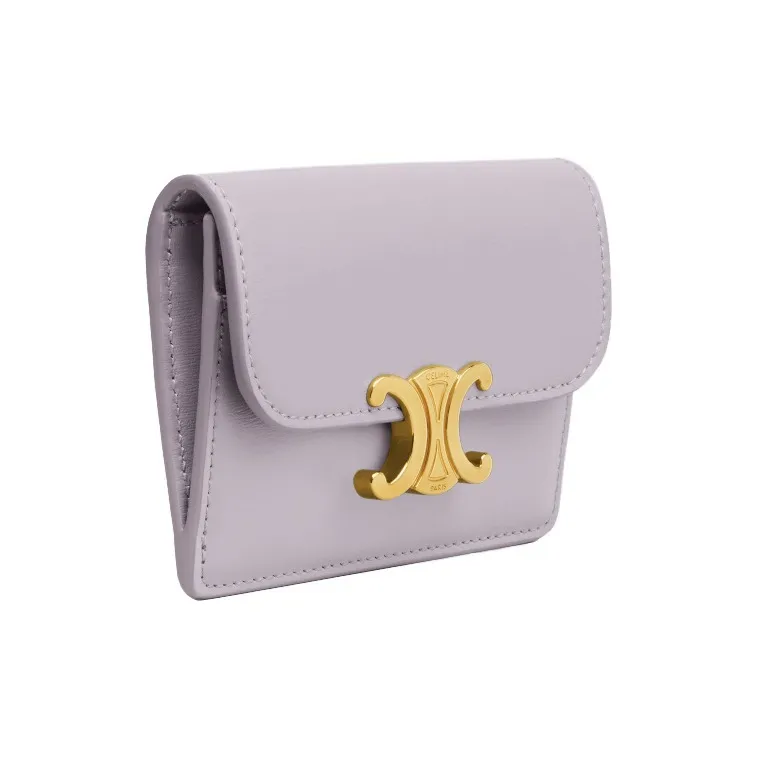 CELINE Triomphe Shiny Cow Leather Wallets Card Holders Women's Light Lilac-1