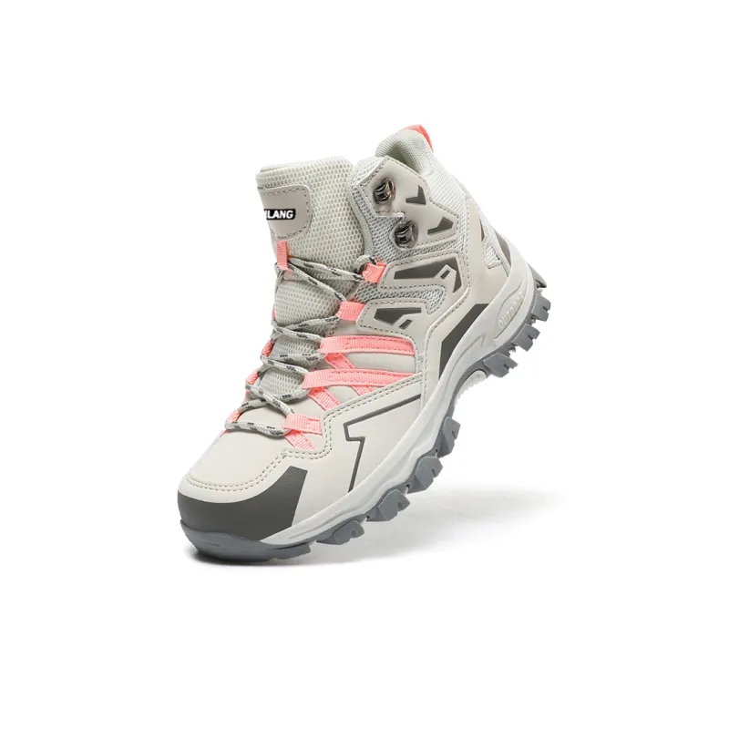 GESENLANG Slip Resistant And Breathable High Top Outdoor Shoes Women's Gray Pink-3