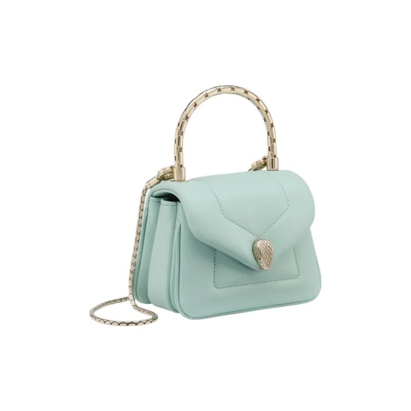 BVLGARI Serpenti Reverse Calfskin Shoulder Bag Crossbody Bag Handbag Mini Women's Light Blue-1