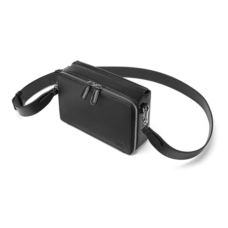 Yawei Kuroda Top Grain Cow Leather Small Square Bag Crossbody Bag Regular Unisex Black-0