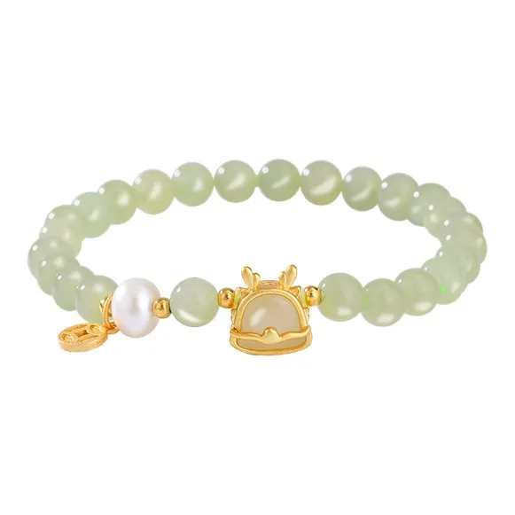 Hongu Is Coming S926 Silver Hetian Jade Bracelets Women's Green Jade-2