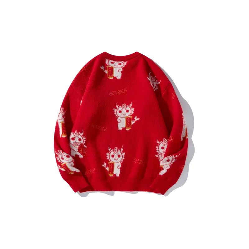 BEENTRILL Year Of The Dragon Series Sweaters Unisex Red-1