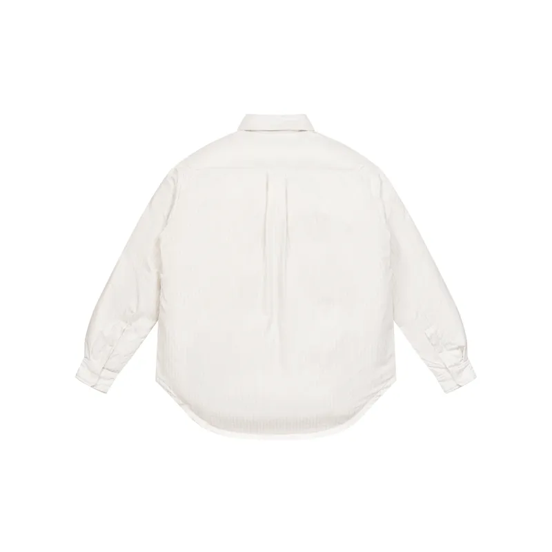 EMPTY REFERENCE Lapel Puffer Jacket Unisex Gray White-1