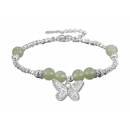 MY Bracelets Pale Greenish-White Jade Women's