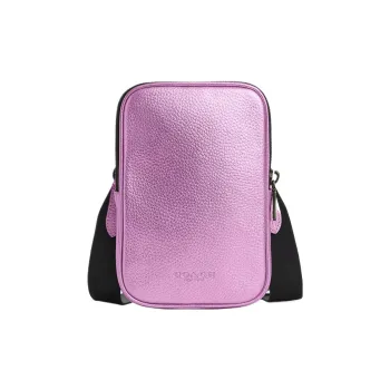 COACH Leather Camera Bags Shoulder Bag Crossbody Bag Mini Women's Black Antique Nickel With Metal Lilac